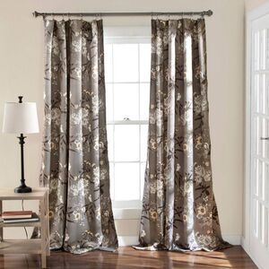 Lush Decor - 2pk 52"x108" Light Filtering Botanical Garden Curt Gray